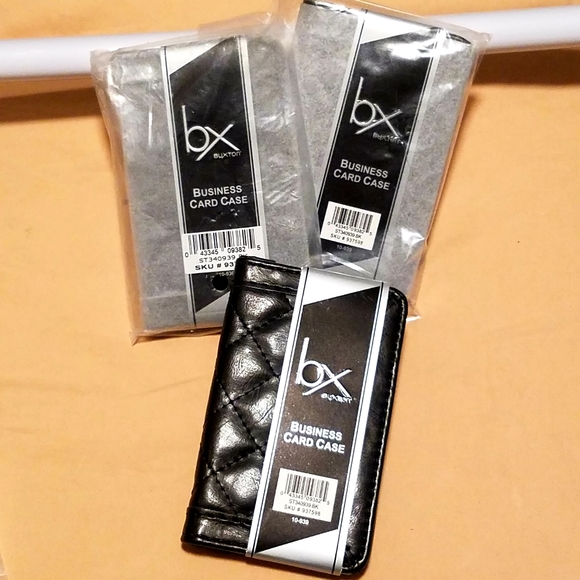 NWT Buxton Quilted Black Leather BiFold Business Card Case Wallet Gray Interior! - Picture 10 of 10